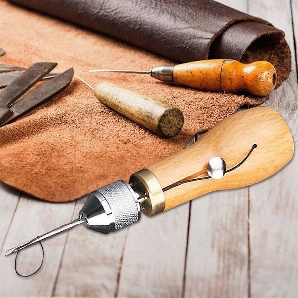 Läder Sömnads-Syl Kit Hantverksverktyg Handsymaskin Kedjestygn Trådnålar Set DIY Skomakare