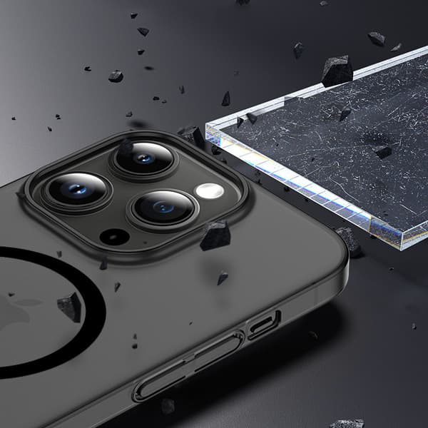 Tech Protect iPhone 16 -kotelo MagSafe MagSlimillä (läpikuultava musta)