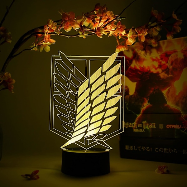 Scout Regiment Symbol Otaku Lampe – Attack on Titan – Anime Lampe Figur Natlampe, 16 Farver RGB LED – Fjernbetjening