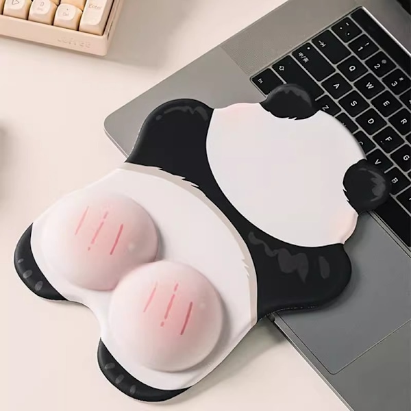 Rosa Panda Musmatta Handledsstöd Flickor Söt Halkfri Dator Kontor Högkvalitativ Silikon Tangentbord Handstöd Handled Lucky Panda-Set