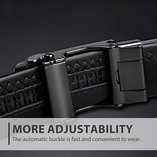 Men's Belt, Automatic Leather Belt for Men, Adjustable Belt with Automatic Buckle, 35mm Wide, 120cm Long