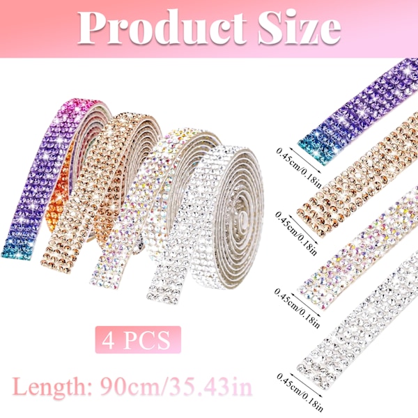 Ruller med krystalharpiks rhinestoneselvbærende tape rulle glitterharpiks diamanttape glitrende diamanttape glitterklistermærker indpakket