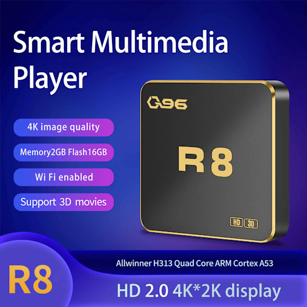 Q96 R8 TV-boks Android 10 Iptv Allwinner H313 Quad Core 2.4g 5g Dual Wifi Uhd Hdr10 4k Mediaspiller H. 265 8gb 128gb Hem(1GB＋8GB) 1GB＋8GB