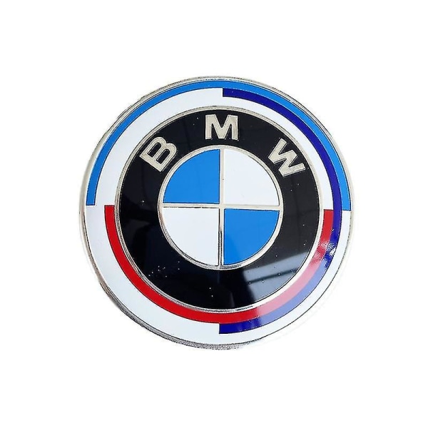 Bmw 50-årsjubileums emblem 7 delar för Bm-w 82 mm emblem huv och stam och emblem 56 mm navkapslar
