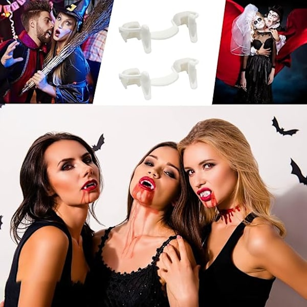 5 stk. Udtrækkelige Vampyrtænder: Falske Tænder Cosplay Vampyrtænder Gebis Ornament - Halloween Festrekvisitter