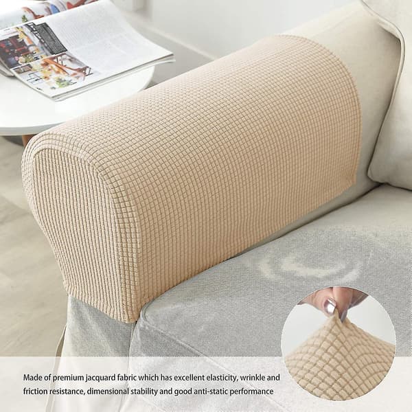 (ee) Armlenetrekk til lenestol, stretch sofatrekk til armlener, armlenetrekk til stoler Beige