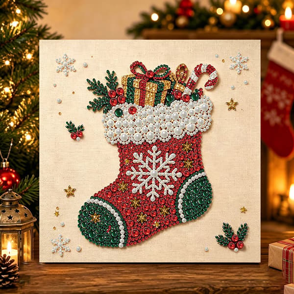 30x30 Diamantmaling Juleperle DIY Håndlavet Rhinstensdekorationssæt (size 37X37cm) MS3302