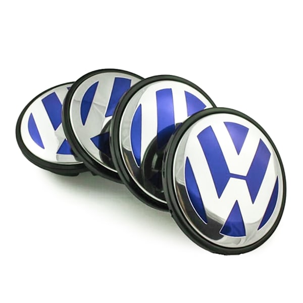 4-pakkaus - Volkswagen VW Keskihatut / Vannekeskusmerkit - Bi 63 65 mm Blue