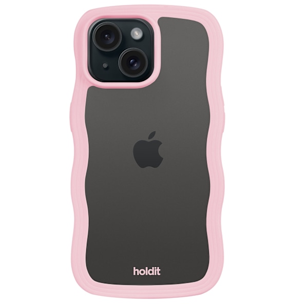 holdit iPhone 15/14/13 Skal Vågig Rosa Transparent