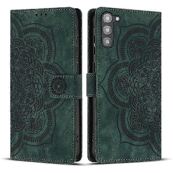 Frostat Läderfodral för Mandala Emed Retro Telefon Gree{ee} Green For Samsung Galaxy S23 5G
