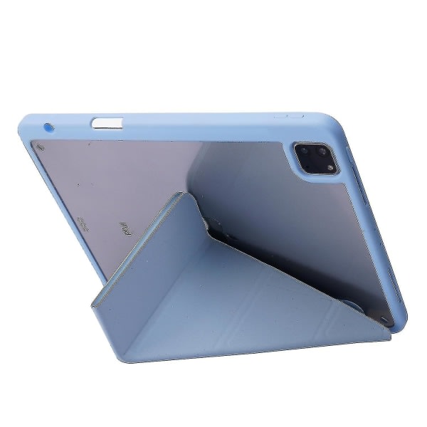 Fodral för iPad Pro 12,9 tum (2021)/(2020)/(2018) med automatisk väckning/sömn, origami-ställ, PU-läder + omslag - Mörkblå himmelsblå