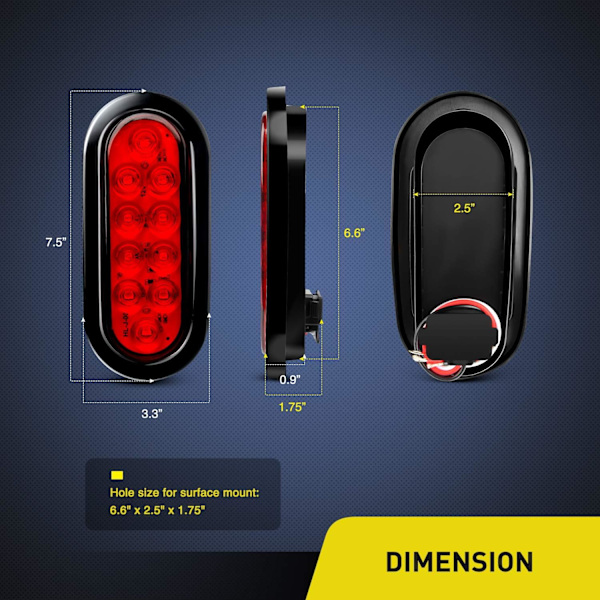 Tums Oval Röd LED Trailer Bakljus 4st 10 LED med plan M IN