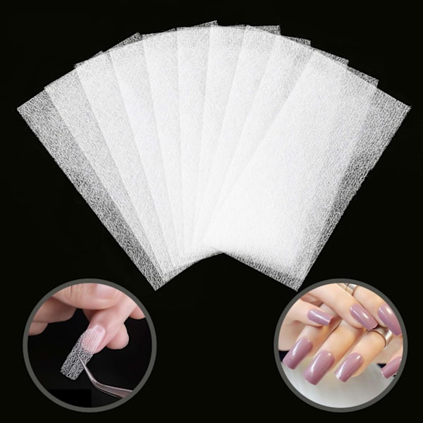 100 stycken Fibernails för nagelförlängning, Nail Extension Silk Glass Fiber Gel Kit Falska naglar Manikyr Salong Verktyg För UV-gelnaglar Art