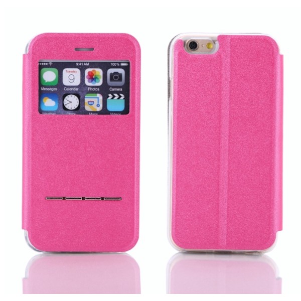 iPhone 5/5S/5SE Smart Case med Vindue og Svarfunktion Pink Pink