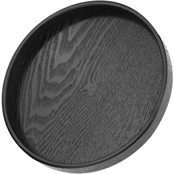 Rund Bakke Dekorativ Bakke Sort Træ Rund Form Massivt Træ Te Kaffe Snacks Mad Serveringsbakke Tallerken Restaurantbakker 30 cm (30 cm)