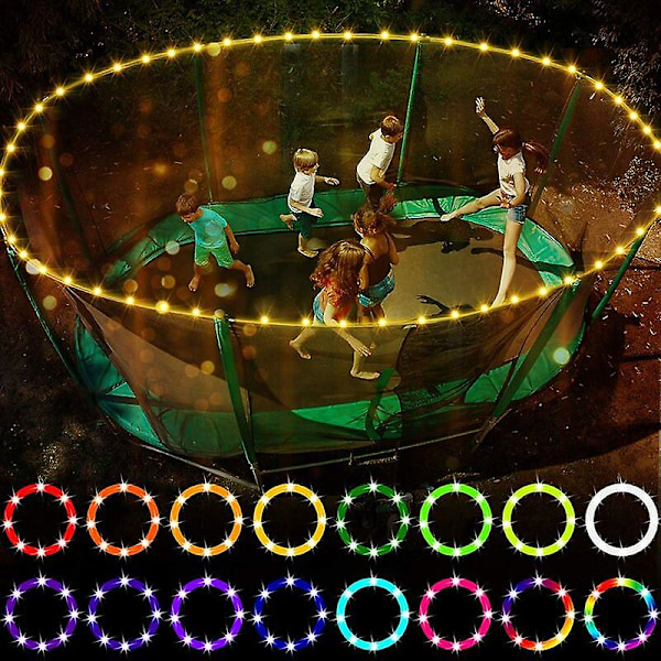 LED-trampolinljus, fjärrkontroll LED-ljus för trampolintrampolin, 16 färgändringar själv, vattentät, superljus för utomhusnatt