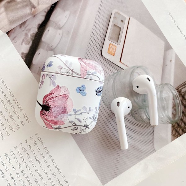 Yhteensopiva AirPods 1 & 2 -kotelon kanssa, naisille ja tytöille, söpö kukallinen