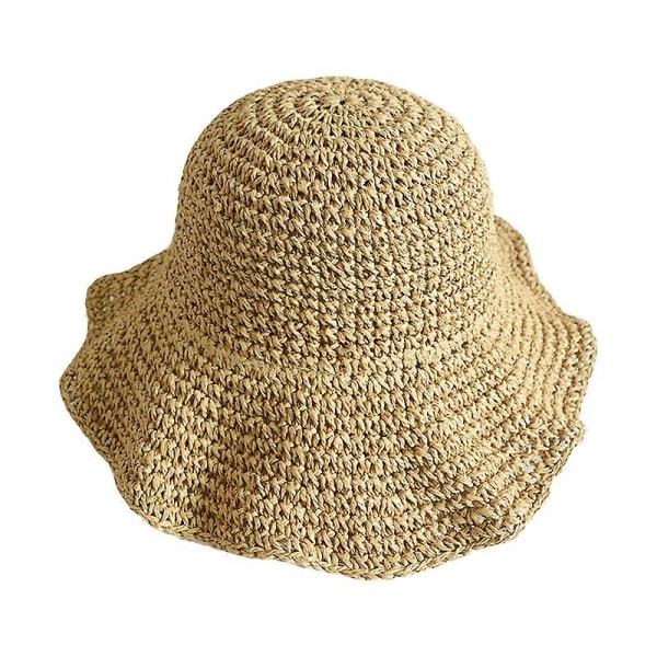 Foldbar flettet stråhat, sommer strandhat{ee}