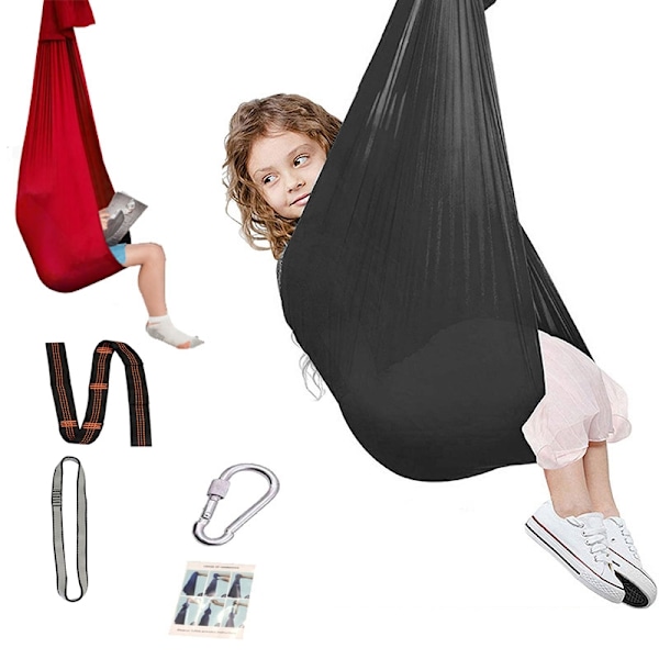 Elastisk gunga för barn, sensorisk träning, avslappning utomhus, grå - Perfekt grå grey 100*280cm