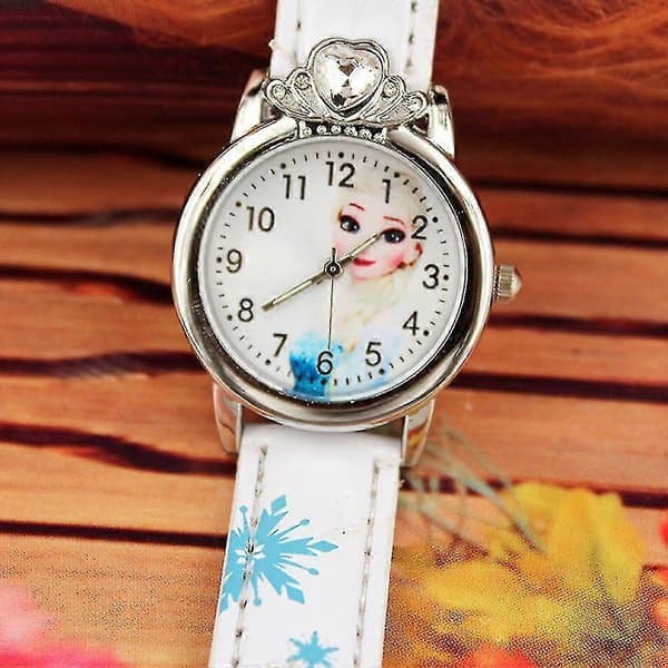 Frozen Elsa Drottning Barn Flickor Klocka Quartz Analog Klocka Tecknad Armbandsur tao White