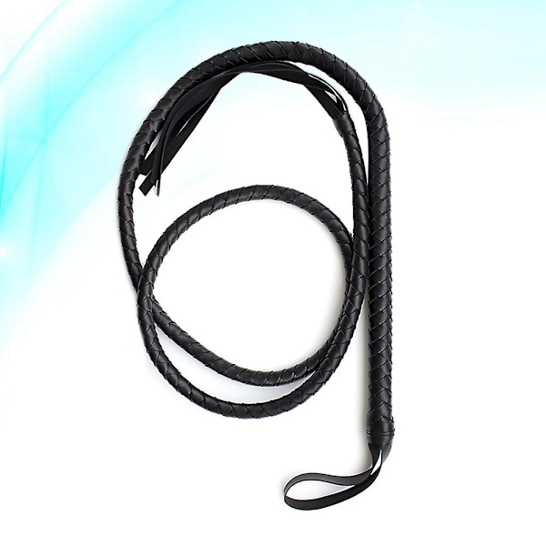 1,9 m Bullwhip Läder och Mocka Flätade Svansar Hästpiskor (Svart)