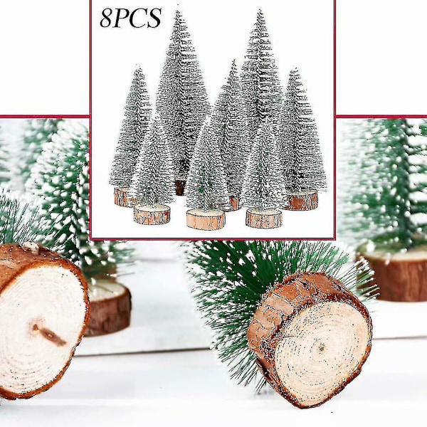 8 st. 3 storlekar mini julgran falsk miniatyr gran grön mini julgran liten juldekoration figurer 10/15/20 cm