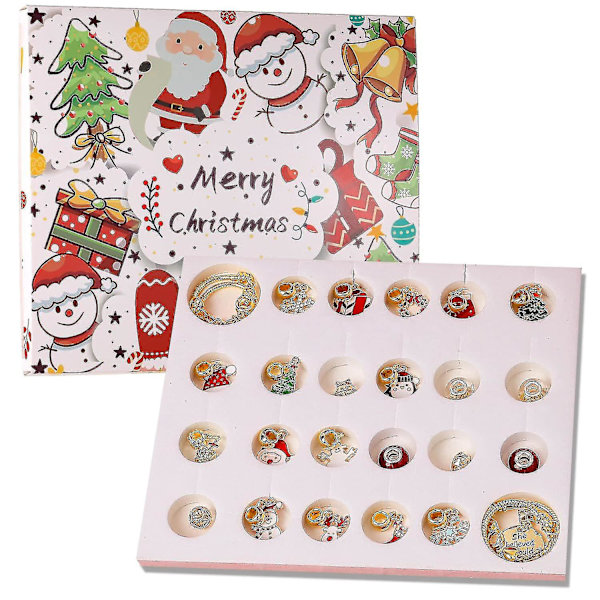 Adventskalender Blind Box 24 Dagar Adventskalender för Smyckestillverkning 22 Olika Berlocker 2 Armband för Barn Vuxna