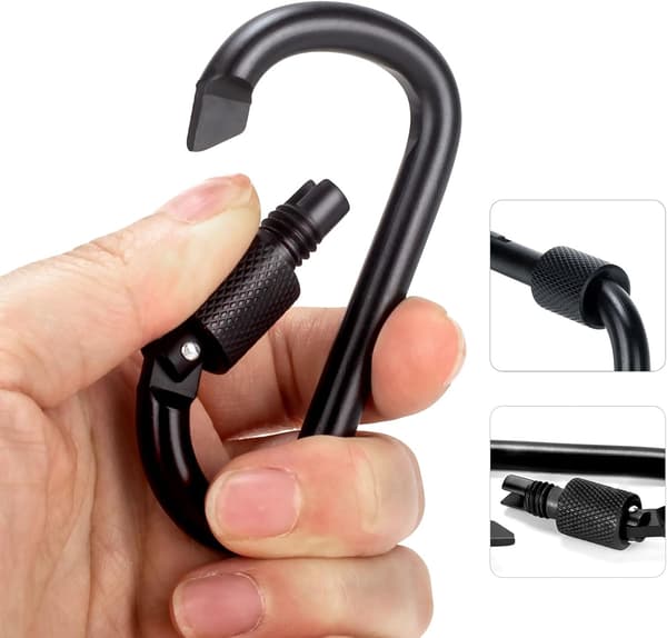 Aluminium karabinhager 10 stk. 7,5x4 cm Sort nøgleringeklips udendørs udstyr tilbehør