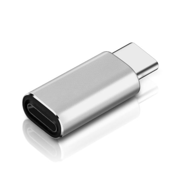 Silver Lightning Adapter Hon USB C För Laddning Och Synkronisering