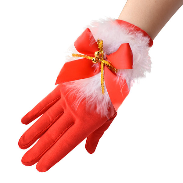Julhandskar Söta Fjäderklocka Julhandskar Stretch Mjölksilke Korta Mjuka Hel Fingerhandskar Maskerad