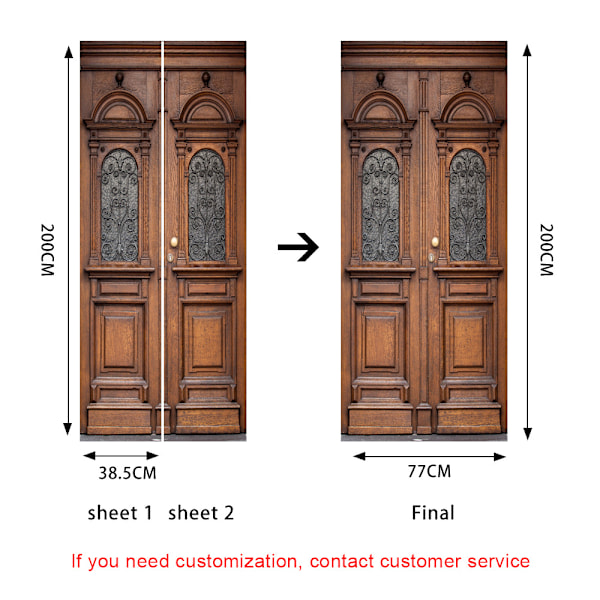 (38,5*200cm*2stk) 3D-effekt plakat dørklistremerke 17