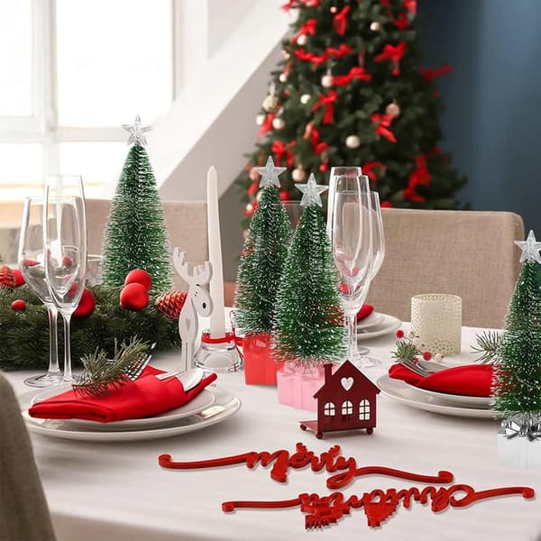 Mini-julgranar med LED, set om 4, 16,5 cm bordsdekoration för hem, kök, fest och julklappar
