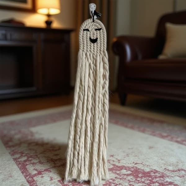 Håndvevd Spøkelse Bomullstau Hengende Dekor – Halloweenfest Boho Makramepynt Evil Eye