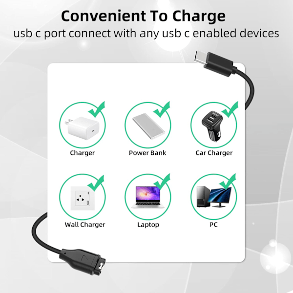 USB C Ladekabel til Garmin Watch Fenix ​​7 7S 7X 6 6S 6X 5 5S Forerunner 245 945 Instinct 2 2S Vivoactive 4 4S 3 Vivosmart 5 1 meter{EE}
