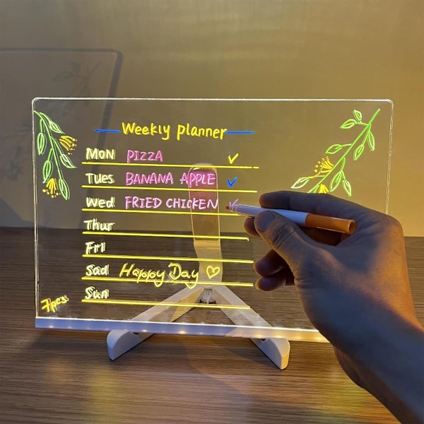 LED Tavle med Farger, Akryl Whiteboard med Lys, Lysende Akryl Meldingstavle, Opplyst Whiteboard med Stativ som en Glød{ee]