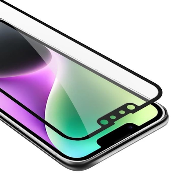 Fullständigt härdat glasskärmskydd för Apple iPhone 14 PLUS TRANSPARENT SVART Härdat glasskärmskydd