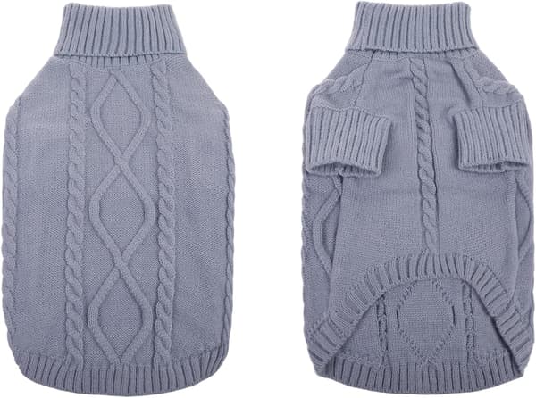 Lille Hundetrøje Vinter Varm Kabelstrikket Pullover Til Koldt Vejr Blå Størrelse S Bryst 37cm Hals 28cm Ryglængde 28cm