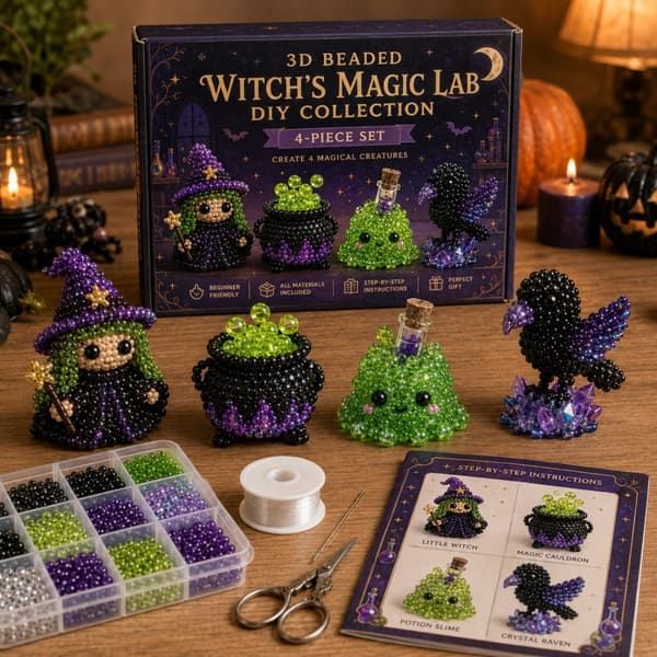 Pysselset med Halloween-pärlor Halloween Candy Party DIY Beading Kit (with Color Box)