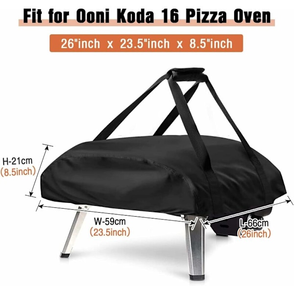 Ooni Koda 16 pizzauunin suojus, vedenpitävä ja säänkestävä, kantolaukku, pizzauunin laukku - musta (66 x 60 x 22 cm)-X43-{ee}