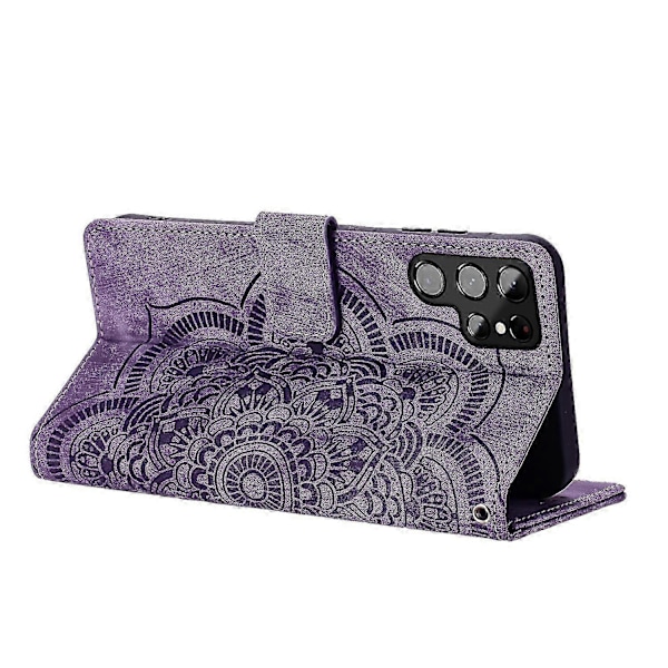 Frostat Läderfodral för Mandala Emed Retro Telefon Lila{ee} Purple For Samsung Galaxy S22 Ultra 5G