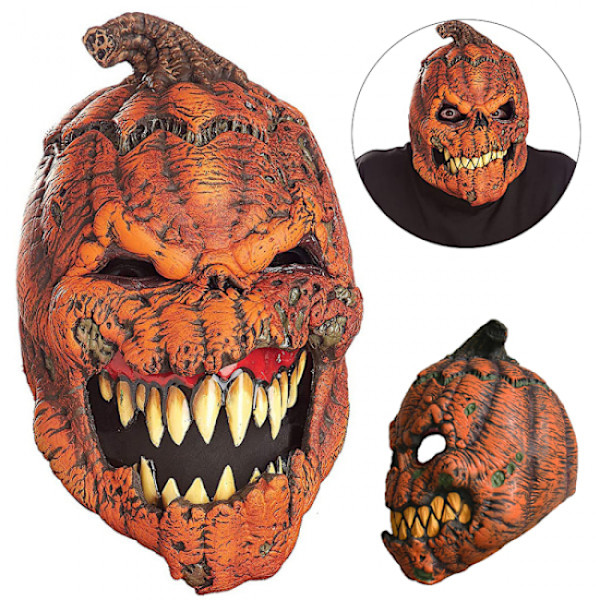 Nyhet Latex Pumpa Mask Fullt Huvud Med Rörlig Käke Vuxen Halloween Mask Prank Prop