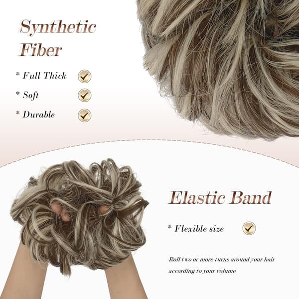 Rodet Hår Scrunchie Hårforlængelse Bølget Krøllet Scrunchie 2 STK CS4