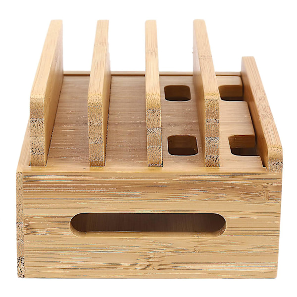 Mobiltelefonholder Bambustræ Multi-enhed Opladningsstation Organizer Kontor Flad Holder