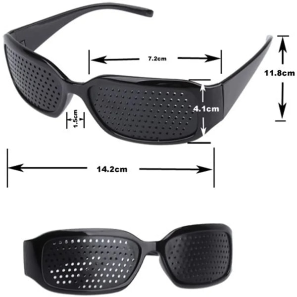 Set med 2 st hålkamera glasögon / svarta hålkamera glasögon för ögonträning för att slappna av hålkamera glasögon mesh med hopfällbara skalmar.