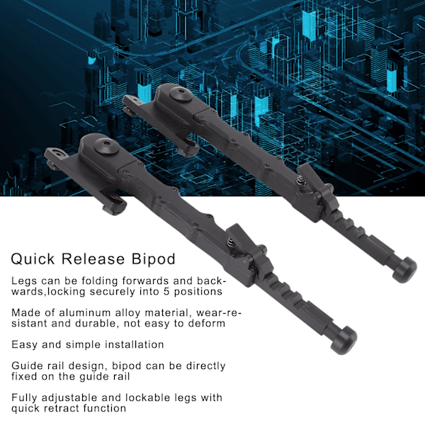 Justerbart Låsbart Snabbfäste Bipod i Aluminiumlegering för Skyttar