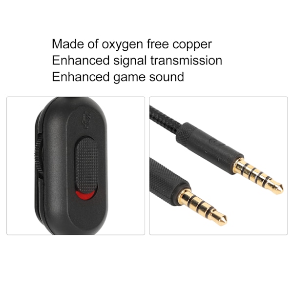 Peliheadsetin kaapeli, kudottu kuulokekaapeli äänenvoimakkuuden säädöllä ja mykistyskytkimellä Logitech G Pro G Pro X G433 G233 mustalle{EE}