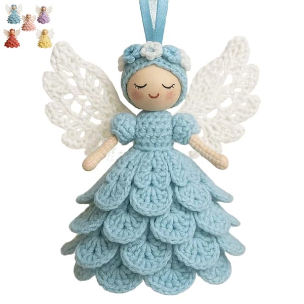 DIY Hæklet Engel Ornament Håndværkssæt til Jule- og Helligdagsdekoration Blue