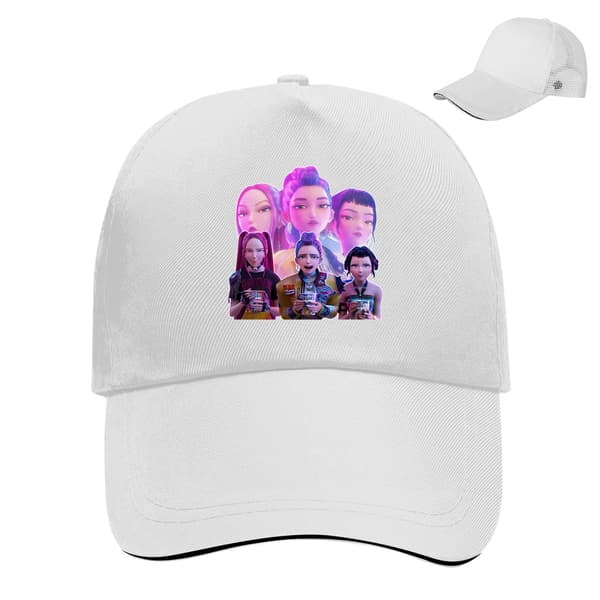 Witcher Girls Kpop Logo Justerbar Baseballkasket med Velcrolukning og Åndbart Mesh White-E