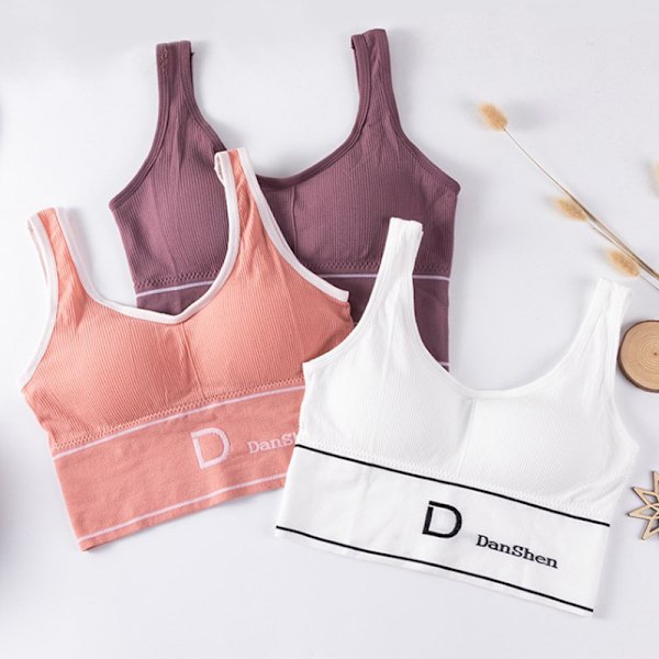 Seksikäs naisten urheiluyoga-liivit Push Up Bralette Hengittävä Saumat Pink