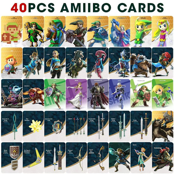 40 st/set Nfc Amiibo-kort för The Legend of Zelda: Breath of the Wild Tears of the Kingdom Link-kortset 40pcs